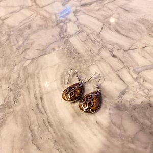 Silver Earrings with Brown Shimmer Accents